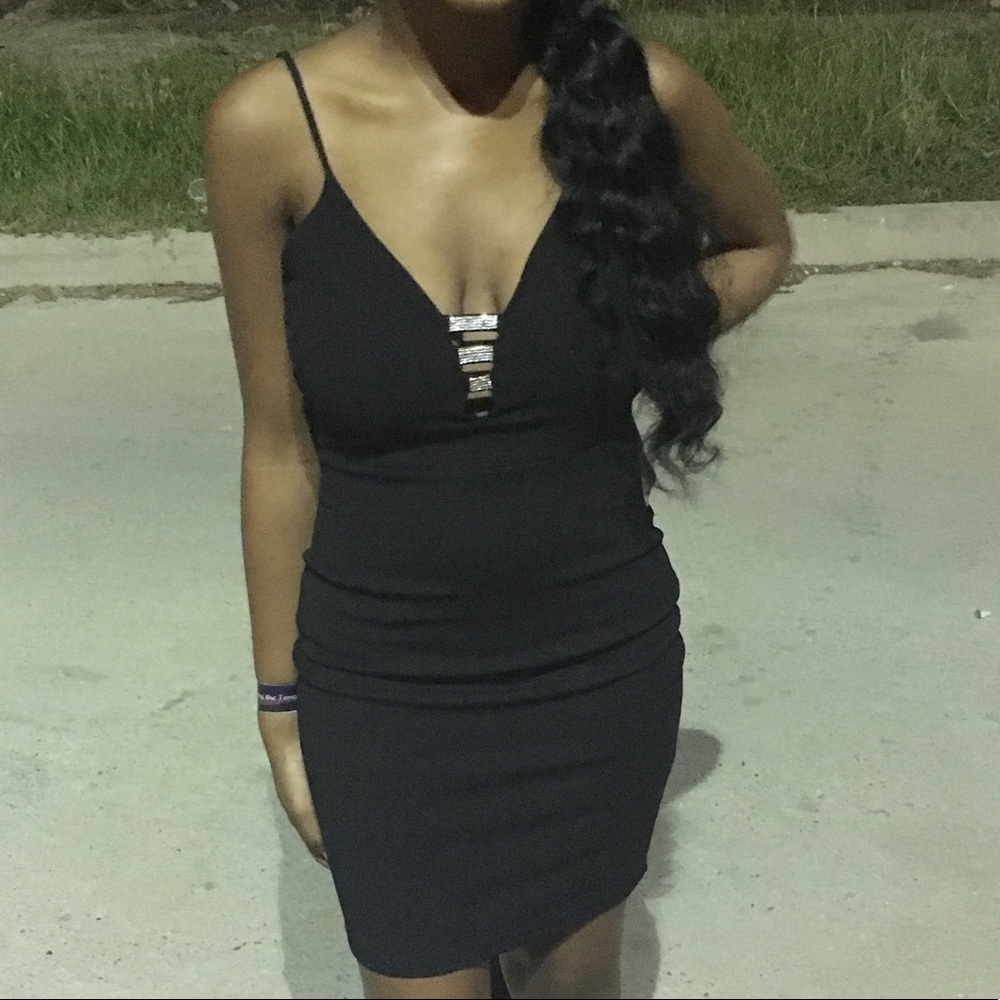black dress with silver rhinestones